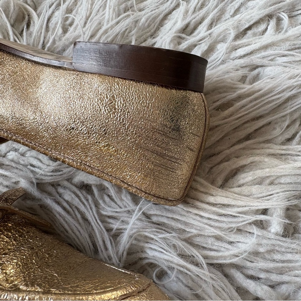 J. Crew The Academy Leather Metallic Gold Womens Almond Toe Loafers H1872 Size 8 - Picture 12 of 12
